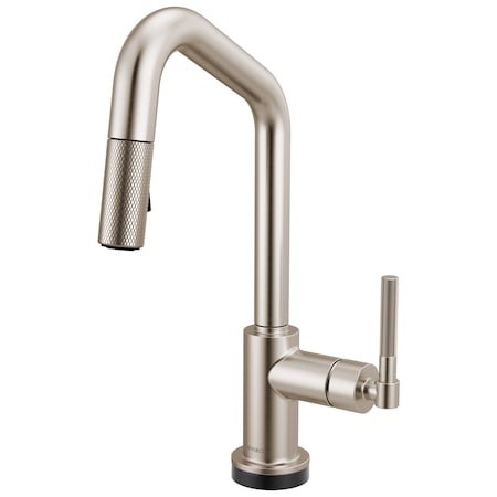 Brizo Litze Smarttouch Pull-Down Prep Faucet with Angle Spout, Knurled Handle Stainless 64963LF-SS