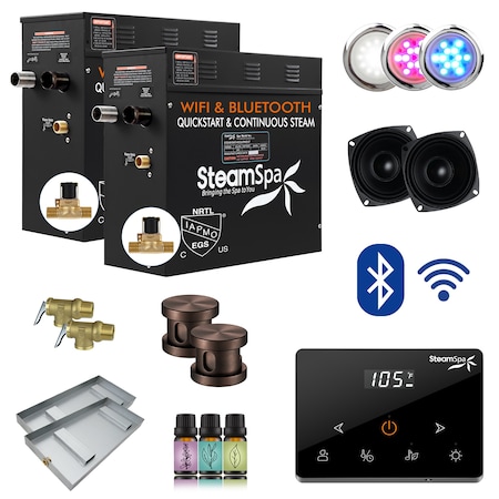 Steamspa 15KW Steam Bath Generator, Fully Wireless Remote, BLUETOOTH, WIFI, Auto Drain, Oil Rubbed Bronze BKW1500ORB-A