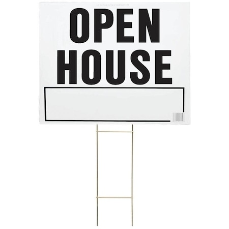 Hy-Ko Lawn Sign, OPEN HOUSE, Black Legend, Plastic, 24 in W x 19 in H Dimensions LOH-3