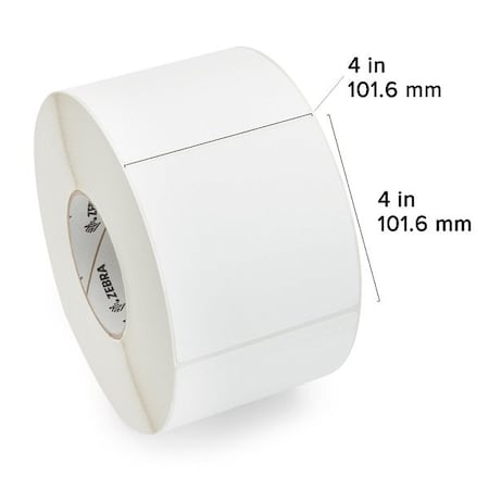 Zebra Zebra Thermal Transfer Label, Paper, 4" x 4", Z-Perform 2000T, 3" Core, 1500 labels/Roll, 4PK 10000283