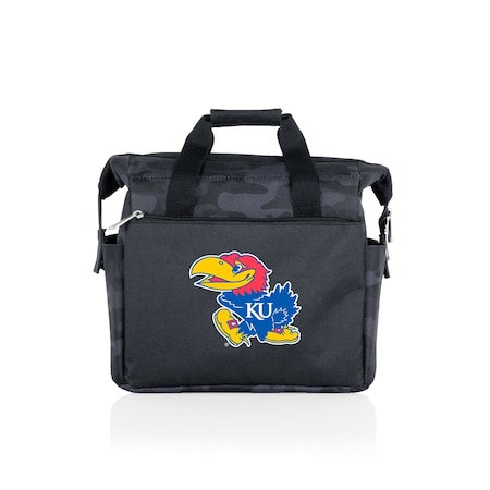 Picnic Time Family Of Brands NCAA Kansas Jayhawks On The Go Lunch Bag Cooler - Soft Cooler Lunch Box, Black Camo 510-00-182-244-0
