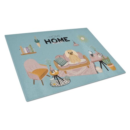 Carolines Treasures Fawn Sable Pekingese Sweet Home Glass Cutting Board - Large CK7949LCB
