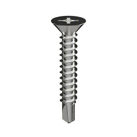 Self-Drilling Screw, #8 x 2 1/4 in, Not Applicable Stainless Steel Flat Head Phillips Drive, 5 PK