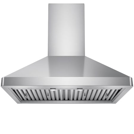 Victory 36-Inch 600 CFM Wall Mount Range Hood in Stainless Steel, Baffle Filters, Dimmable LED Lights Elegant-36