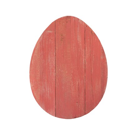 Homeroots 12" X 9" Red Reclaimed Wood Egg Shaped Wall Decor 384891