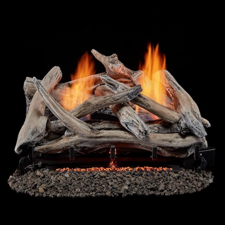 Bluegrass Living Vent Free Dual Fuel Log Set, 24 in Drift Wood, 33,000 BTU, Remote Control B24DR-ES2