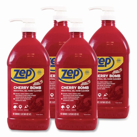 Zep Gel Personal Soaps, Cherry, Pump Bottle, 4 PK ZUCBHC484