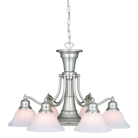 Vaxcel Standford 6L Brushed Nickel Chandelier with Down Light and Switch CH30307BN