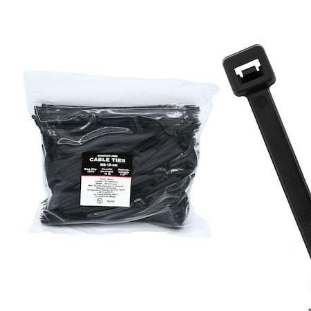 Cable Ties Unlimited Cable Tie, 8 in L, 18 lb Strength, 2.2 in Max Bundle Dia, Nylon 6/6, UV Resistant, Black, 1000PK M8-18-0M