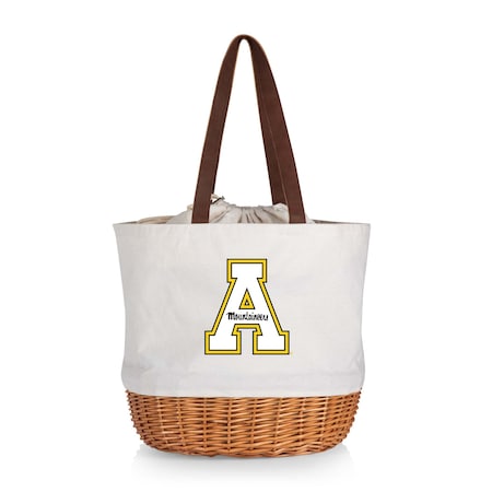 Picnic Time Family Of Brands NCAA App State Mountaineers Coronado Canvas and Willow Basket Tote - Picnic Bag 203-00-187-794-0