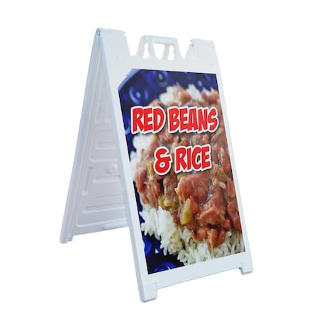 Signmission Red Beans & Rice, A-Frame & 2 Decals Installed, Heavy-Duty Plastic Frame SBHD-D-2436-Red Beans & Rice