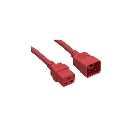 Cable Wholesale Heavy Duty Server Power Extension Cord, Red, C20 to C19, 12AWG/3C, 20 Amp, 2 foot 10W3-41202RD