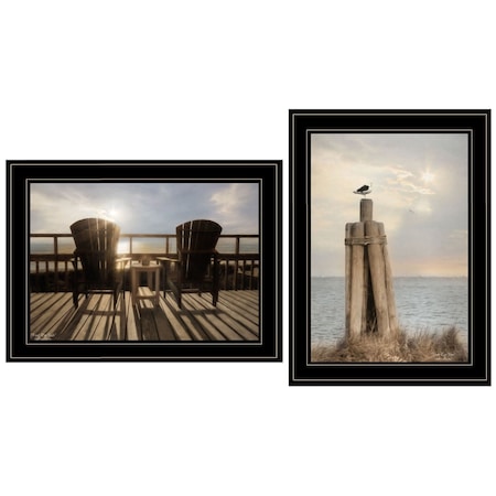 Homeroots Set Of Two By The Sea 2 Black Framed Print Wall Art, 2PK 407240