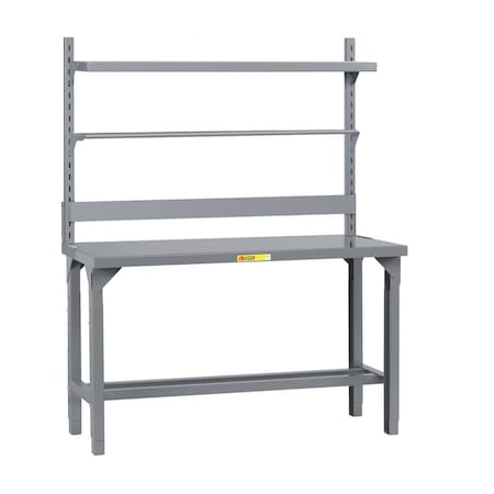 Little Giant Heavy-Duty Packaging Table with Bin Rail, Roll Goods Holder & Shelf WST1-3060-AH-BR-RG-SHLF