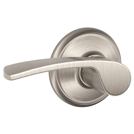 Schlage F Series F10MER619 Passage Lever, Mechanical Lock, Satin Nickel, Metal, Residential, 2 Grade F10VMER619