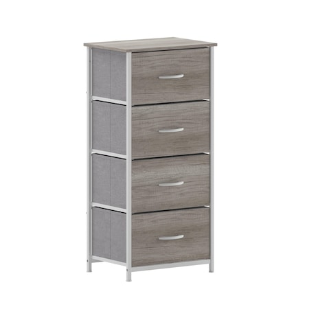 Flash Furniture Harris 4 Drawer Storage Dresser with White Cast Iron Frame, Light Natural Wood Top and Easy Pull En WX-5L203-MDF-WHT-LNT-GG