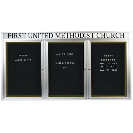 Aarco Illuminated Outdoor Enclosed Directory w/ Al Frame Header, Clear Satin Anodized Finish, 48''Hx96''W OADC4896-3HI
