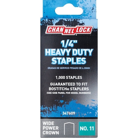 Channellock No. 11 Heavy-Duty Wide Power Crown Staple 1/4'', 1000PK 347609