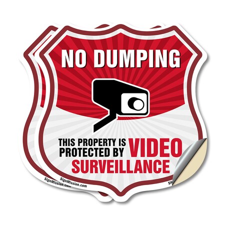 Signmission No Dumping Shield Sign This Property Is, 12 inch X 12 inch, Vinyl Decal, 2PK SHI-D-2PACK-12-393