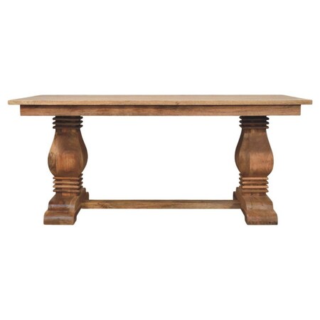 Homeroots 71" Brown Solid Wood Double Pedestal Base Dining Table 719513