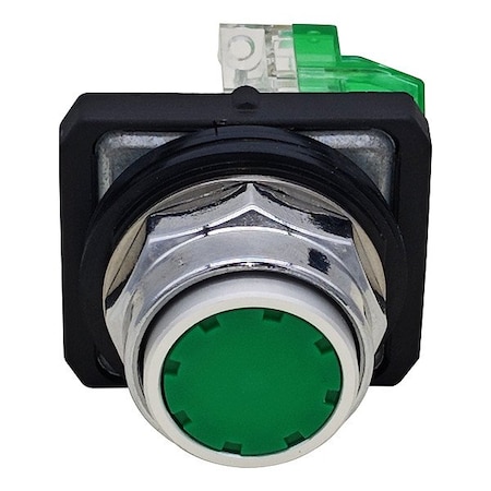 Dayton Push Button Operator, Flush, Momentary Action, Not Applicable Release, Non-Illuminated, Green GGS_116337