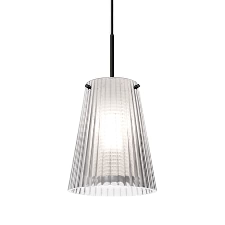Besa Lighting Besa Dion Pendant, Clear, Black Finish, 1x 9W LED 1JT-DIONCL-LED-BK