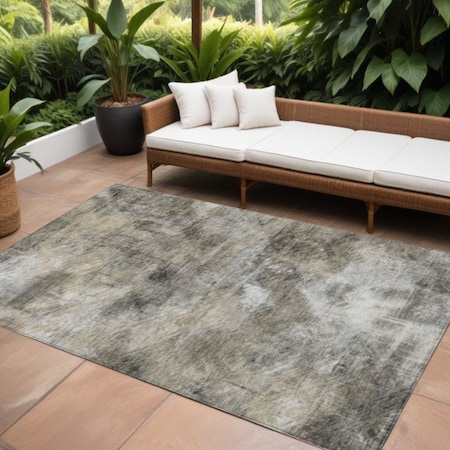 Homeroots 8' X 10' Beige Taupe And Gray Abstract Washable Indoor Outdoor Area Rug 577748
