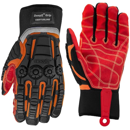 Cestus ANSI Cut A2 Impact Gloves, Skid-X Rough Out Coarse Palm, 4XL, PR 3075-4XL