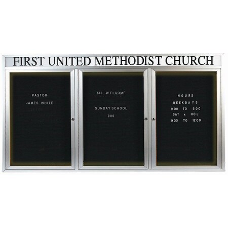 Aarco Illuminated Enclosed Letter Board Directory w/ Clear Satin Anodized Al Frame and Header, 48''Hx96''W ADC4896-3HI