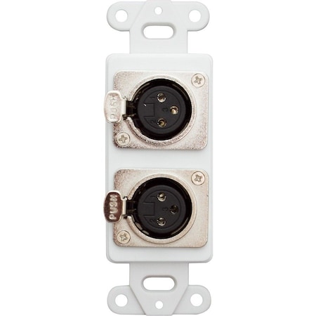 Cable Wholesale Decora Wall Plate Insert, White, Dual XLR Female to Solder Type 301-2005