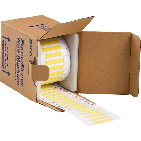 Brady Low Smoke Zero Double Sided PermaSleeve Heat Shrink Tubing, 0.187 in.x 2 in. W, Yellow, 500/RL 2LSZH-187-2-YL-S