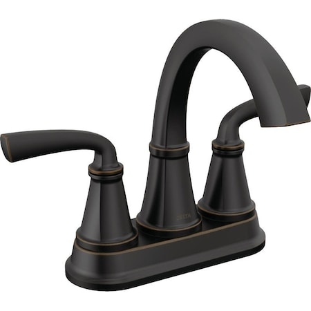 Delta Geist Series Centerset Bathroom Faucet, 1.2 gpm, 2-Handle, 3-Faucet Hole, Metal, Lever Handle 25864LF-OB