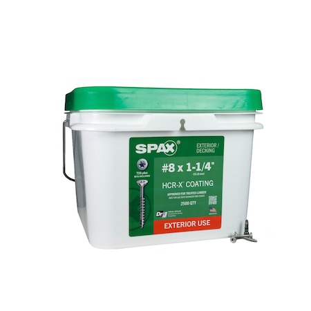Spax #8 x 1-1/4 in Exterior Wood Deck Screws Construction Flat Head T-Star Plus Bulk Pail, 2500PK 3191670400320
