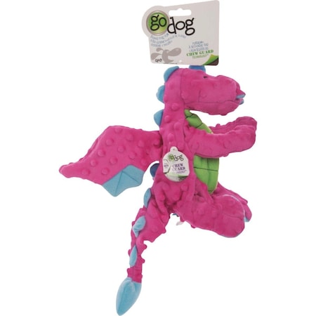 Godog Dragons Large Pink Squeaky Plush Dog Toy 70972-98997-024