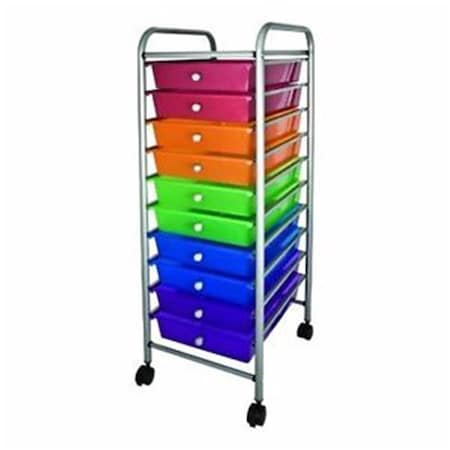 Fine-Line Advantus Corp.- Office  10 Drawer Rolling Organizer - Multi-Colored, 37.6 x 13 x 15.4 in. FI1522718