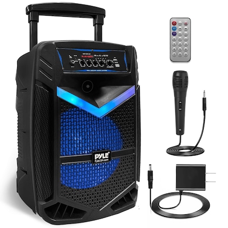 Pyle Pyle Portable Bluetooth PA Speaker System - 800W Rechargeable, 12 in Subwoofer, Recording, Party Lights PPHP1242B