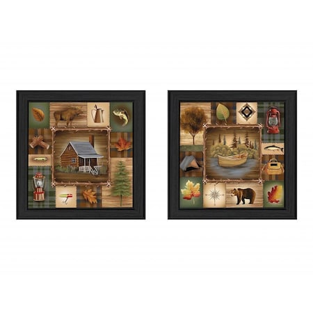 Homeroots Set Of Two Up North Black Framed Print Wall Art, 2PK 405678