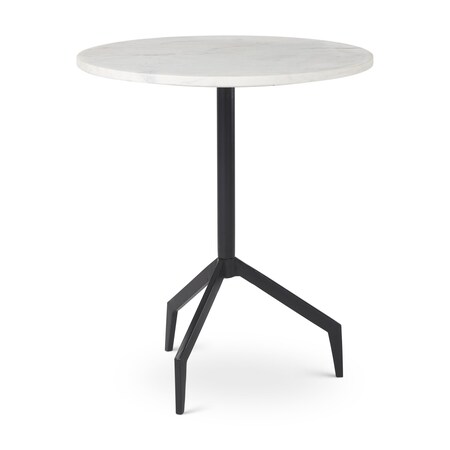 Homeroots 23" White and Black Stone and Metal Tray Table 605379