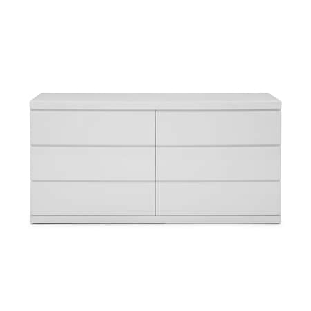 Homeroots 63" White Solid Wood Six Drawer Double Dresser 370684
