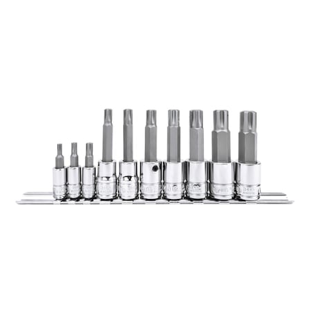 Genius Tools 10 Pcs 1/4in & 3/8in Dr. Ribe Bit Socket Set BS-2310S