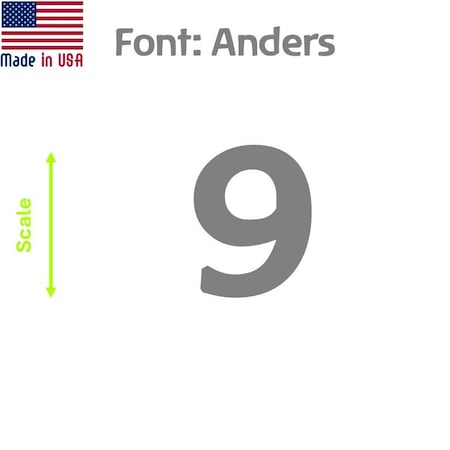 Aacc Self-Adhesive Vinyl Number: 9, Size: 9 cm. Color: Gray Font: Anders, 1 sticker AACC-Anders-N9-Gray-M9x1