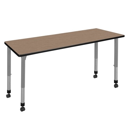 Regency Kee Height Adjustable Mobile Classroom Activity Table, 72 in W, 24 in L, Noble Oak MT7224NOAPCGY