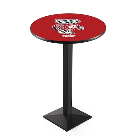 Holland Bar Stool Co 42" Blk Wrinkle Wisconsin "Badger" Pub Table, 36" dia. Top L217B4236WI-Bdg