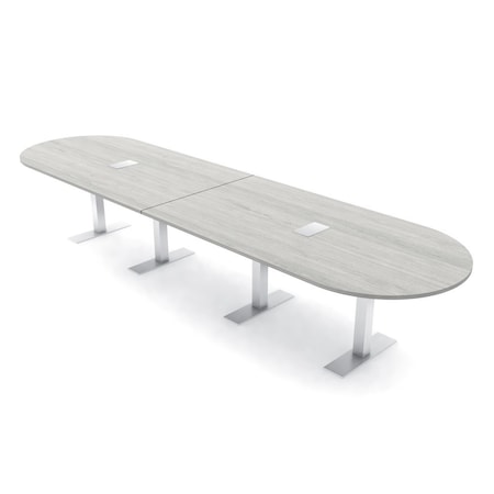 Skutchi Designs 14 Person Conference Table With Power Unit | 14' Racetrack Table | Harmony Series HAR-RAC-48X168-T-K458-ESIL