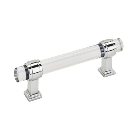 Amerock Glacio 3-3/4 in 96 mm Center-to-Center Clear/Polished Chrome Cabinet Pull BP36654C26