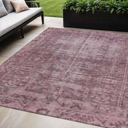 Homeroots 5' X 8' Merlot Oriental Washable Indoor Outdoor Area Rug 607549