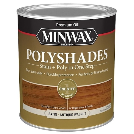 Minwax Waterbased Polyurethane Stain, Satin, Liquid, Antique Walnut, 1 qt, Can 61340444