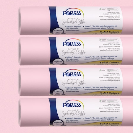 Fadeless Schoolgirl Style Bulletin Board Paper, 48in. x 12ft., Pretty in Pink, 4PK P0040208