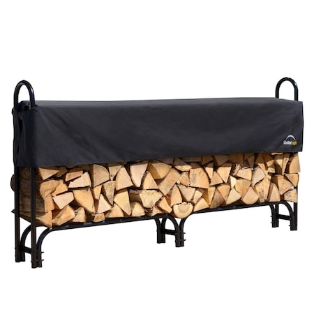 Shelterlogic Firewood Rack-in-a-Box Black Heavy Duty Firewood Rack With Cover 8 Ft. 90402