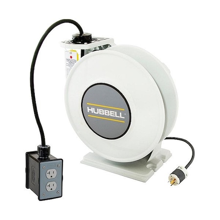 Hubbell Wiring Device-Kellems ExtensionCordReel, White, 25ft, 12AWG HBLI25123R220M1